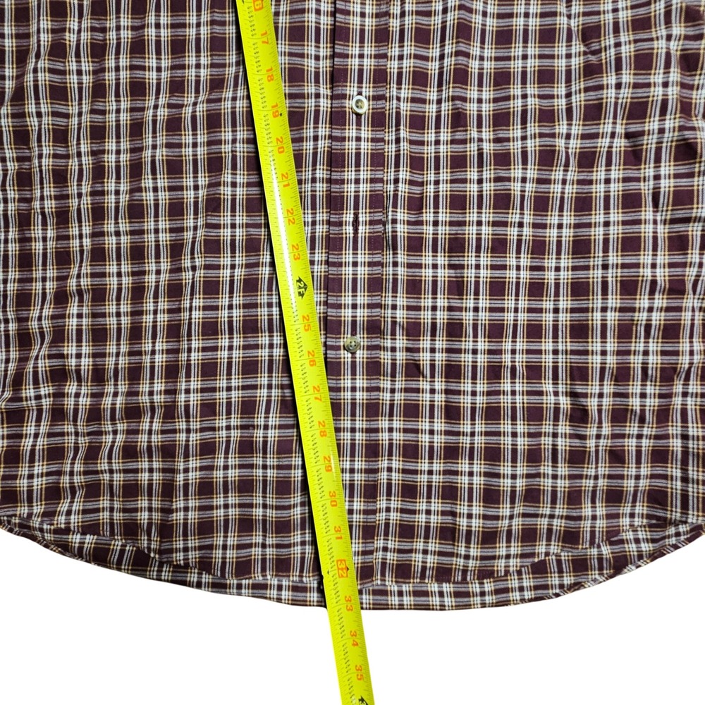 LL Bean Mens Plaid Long Sleeve Button Down Shirt L Tall Maroon Cotton Prep - Picture 6 of 7